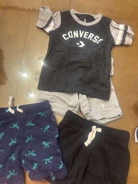 Converse Kids Black & Gray Tee with Gray Shorts